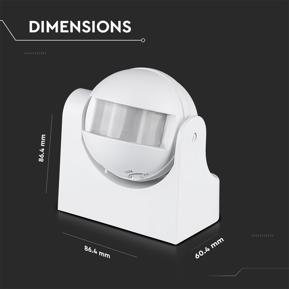 Sensore di movimento infrarosso bianco 180gradi