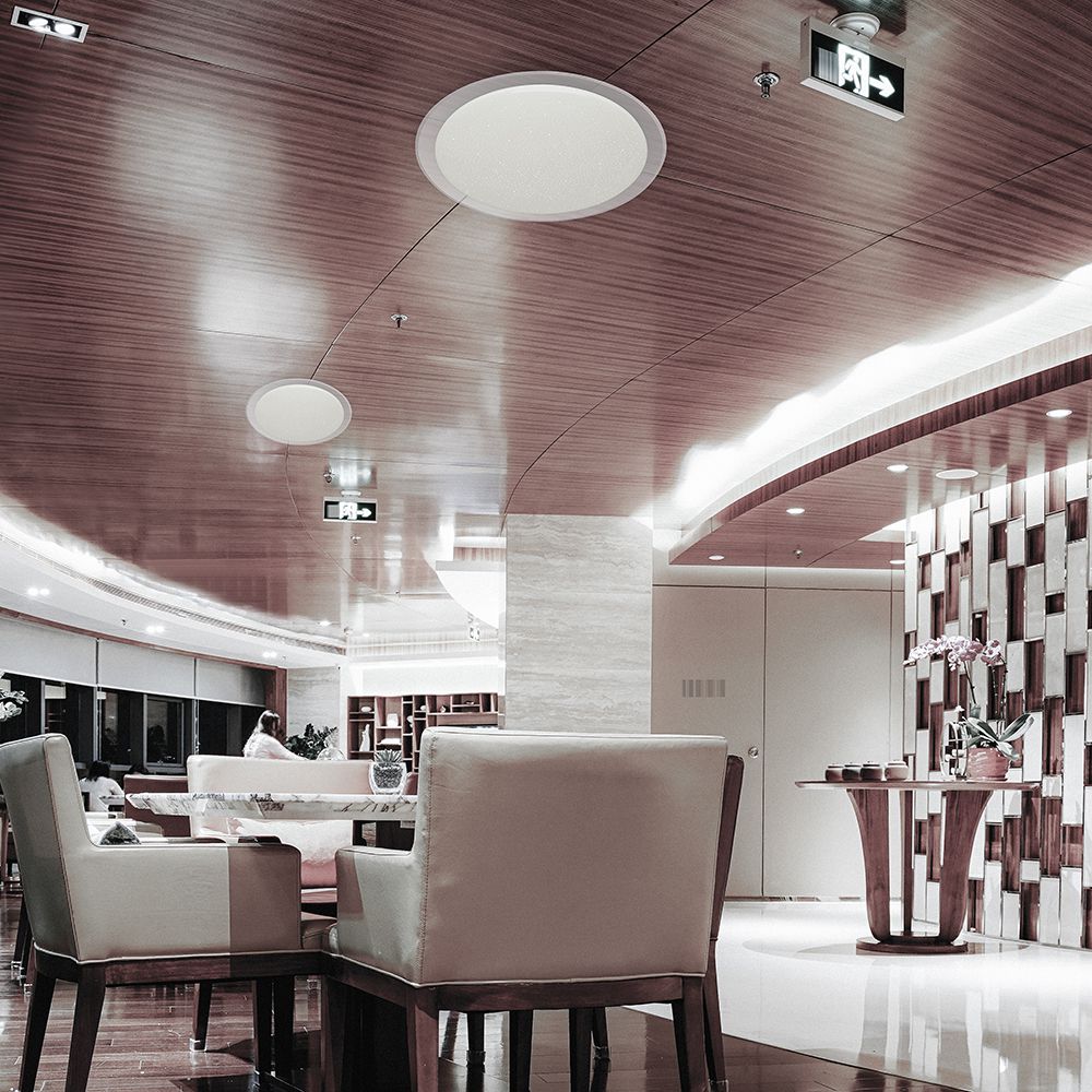 Plafoniera LED Rotonda 72W con Telecomando Cambia Colore 3 in 1 Effetto Stellato d: 670mm h: 80mm Dimmerabile img 1