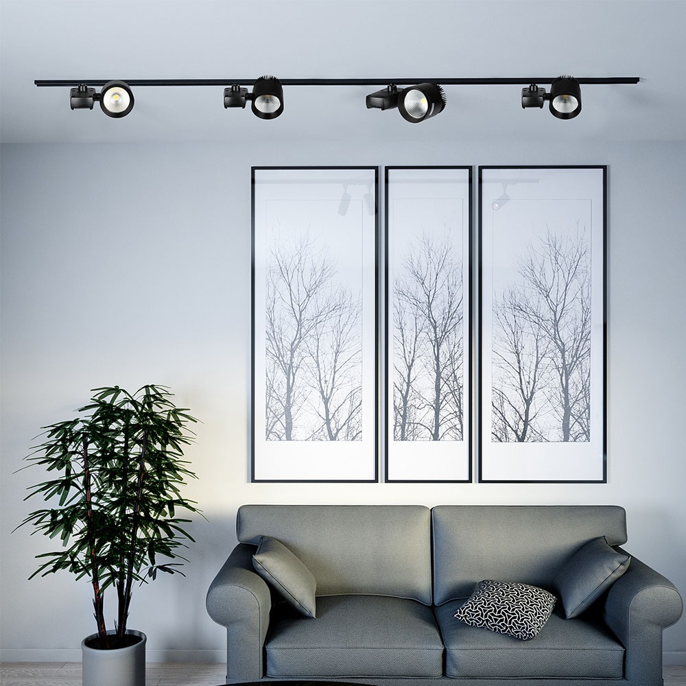 40W Euro Proiettore a pista LED COB Bordo Nero Bianco Freddo