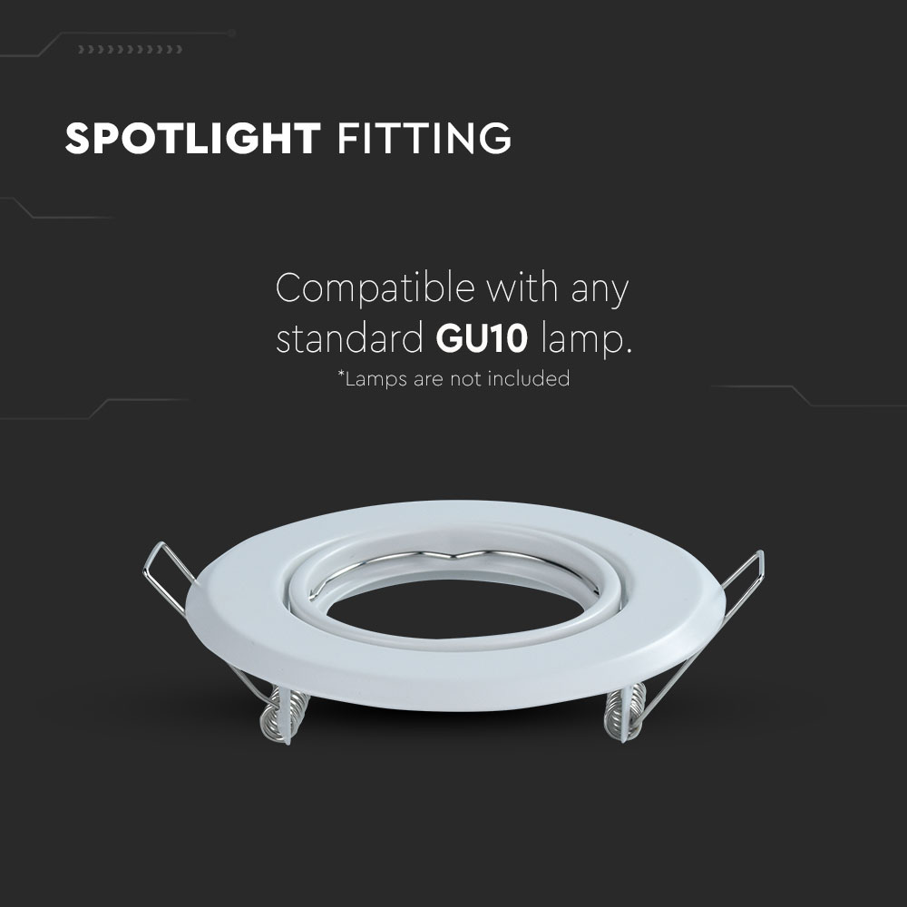 GU10 Rotonda Spotlight Fitting Bianco 2 pcs/box