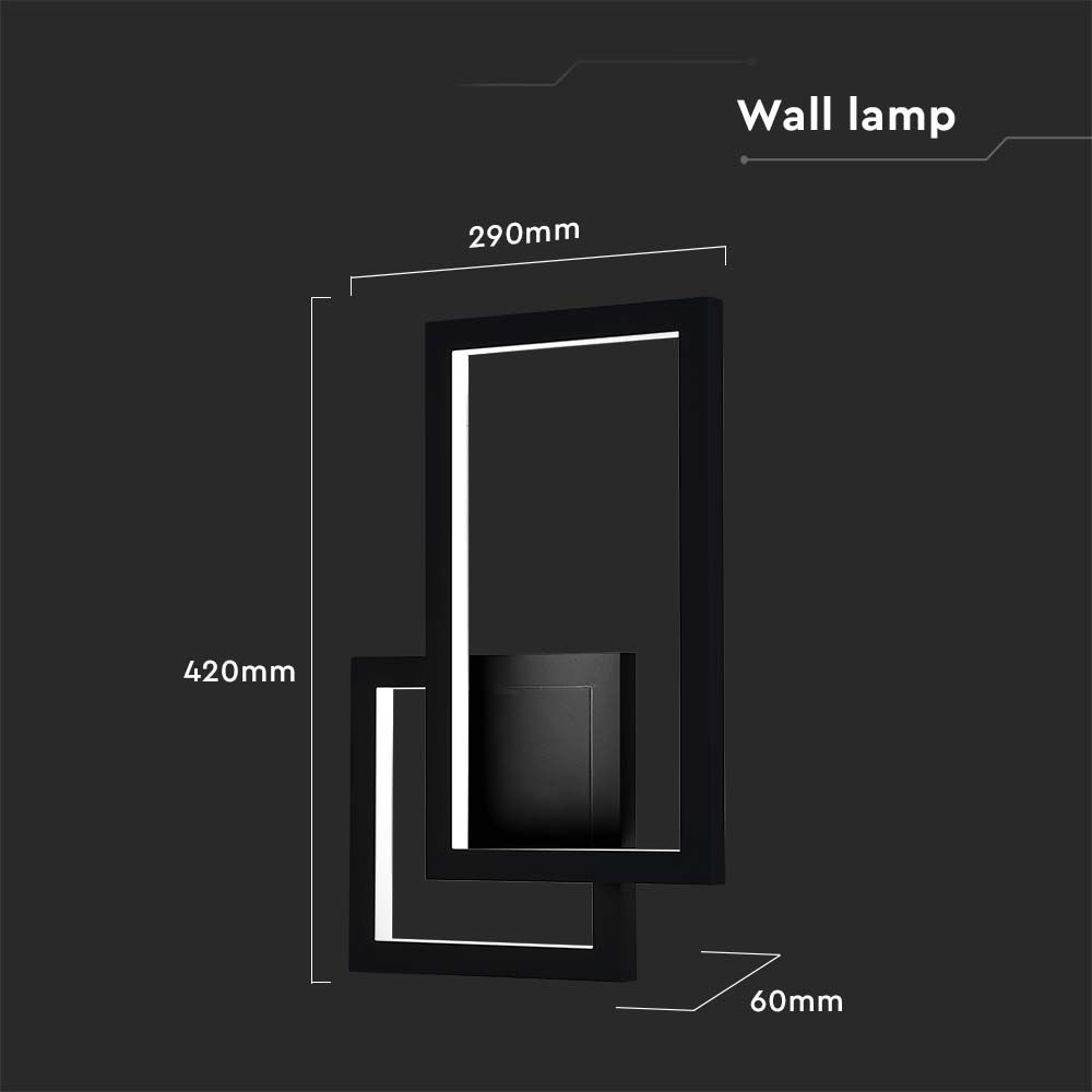 Lampada LED da Muro 20W Colore Nero 3000K IP20
