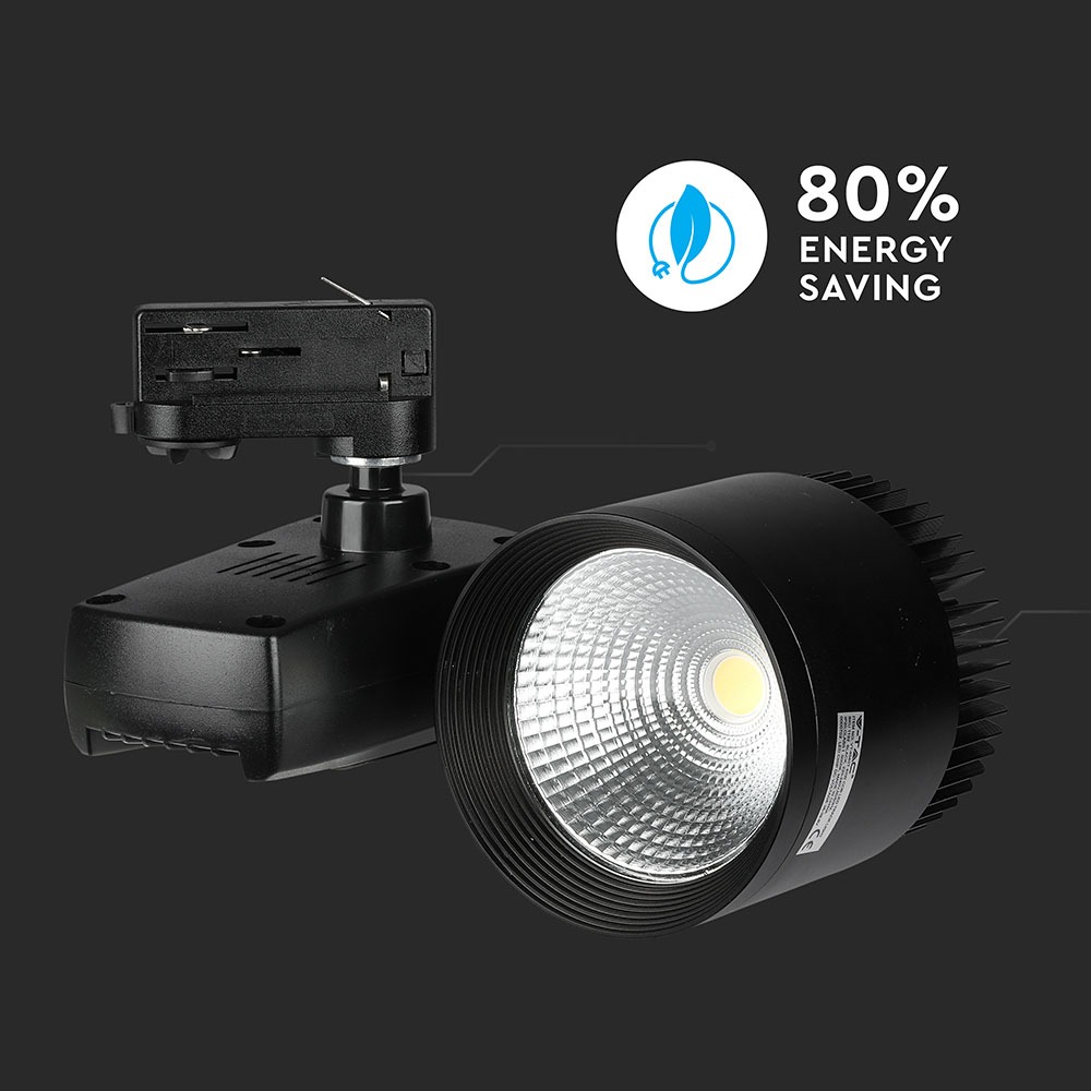 40W Euro Proiettore a pista LED COB Bordo Nero Bianco Freddo img 1