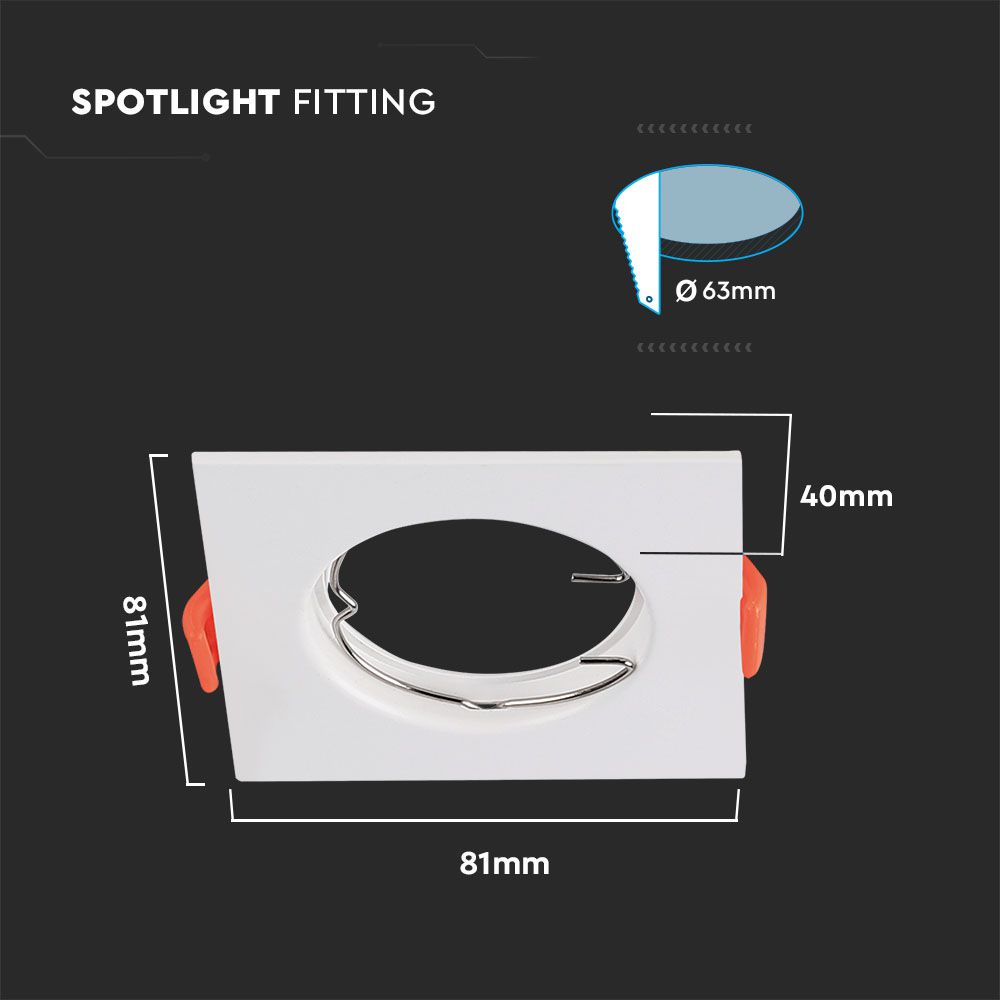 GU10 Fitting Square White 2pcs/pack