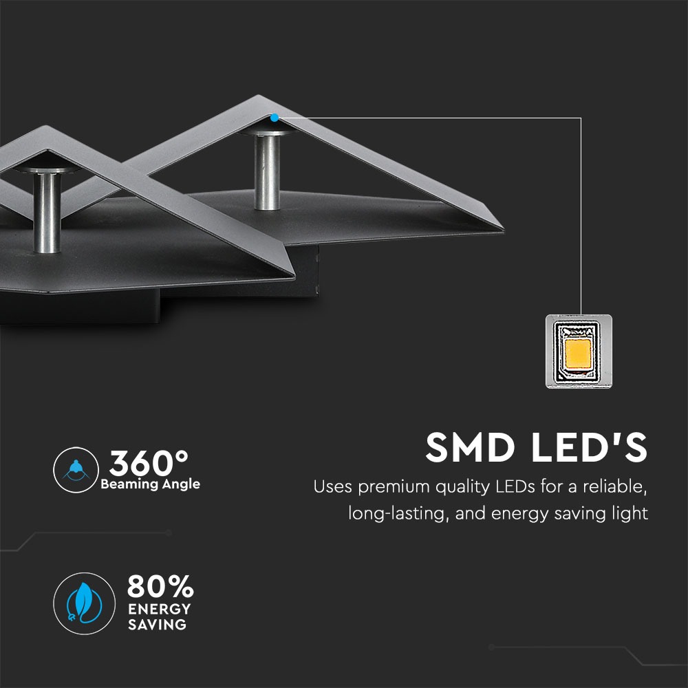 9W Lampada da muro Corpo Nero 3000K IP20