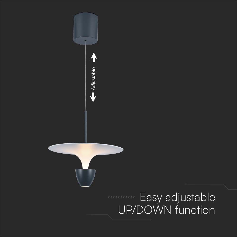 9W LED Designer Hanging Lamp (30*300*1370MM) WhiteCrey Body 3000K Adjustable Height