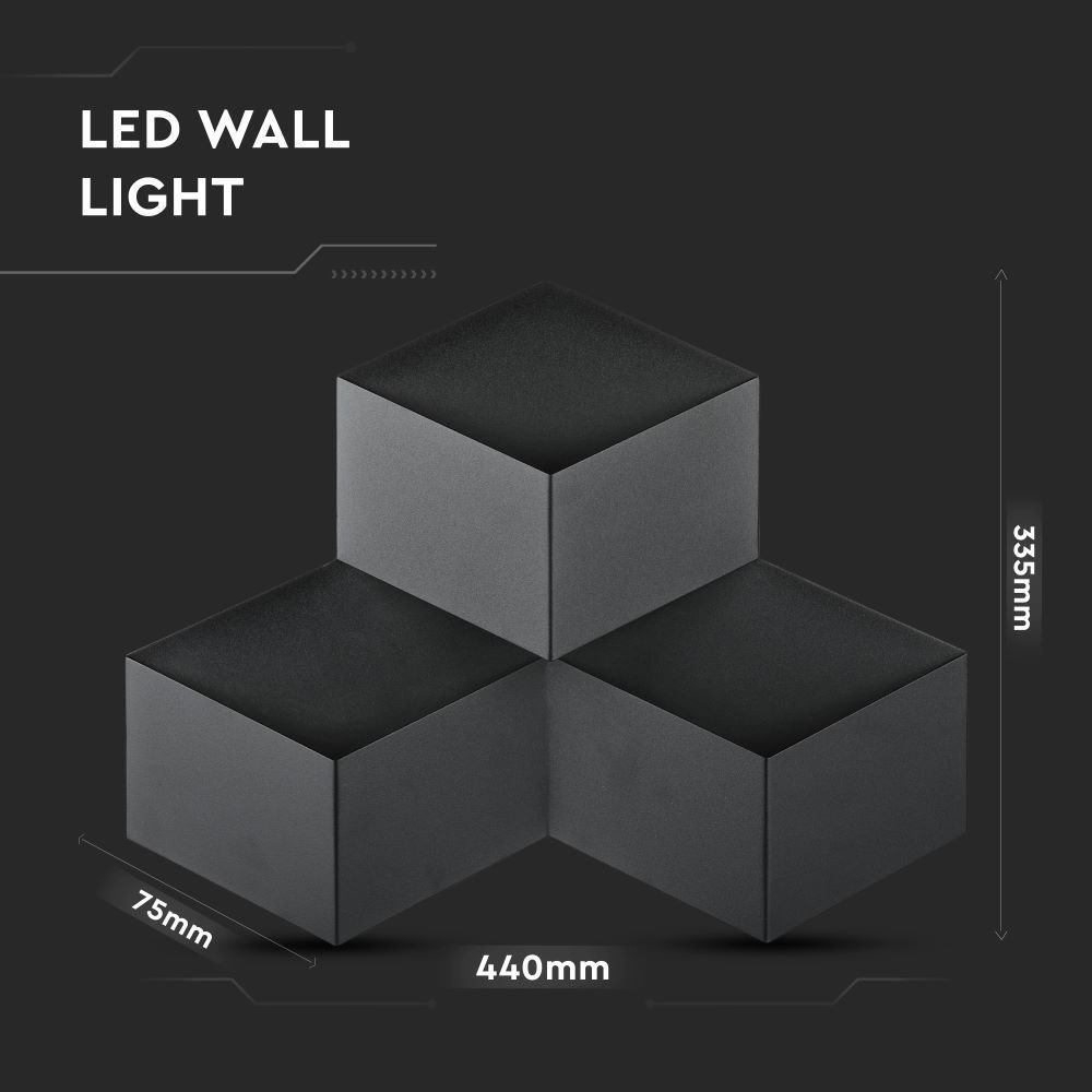 9W Lampada da muro Corpo Nero 3000K IP20