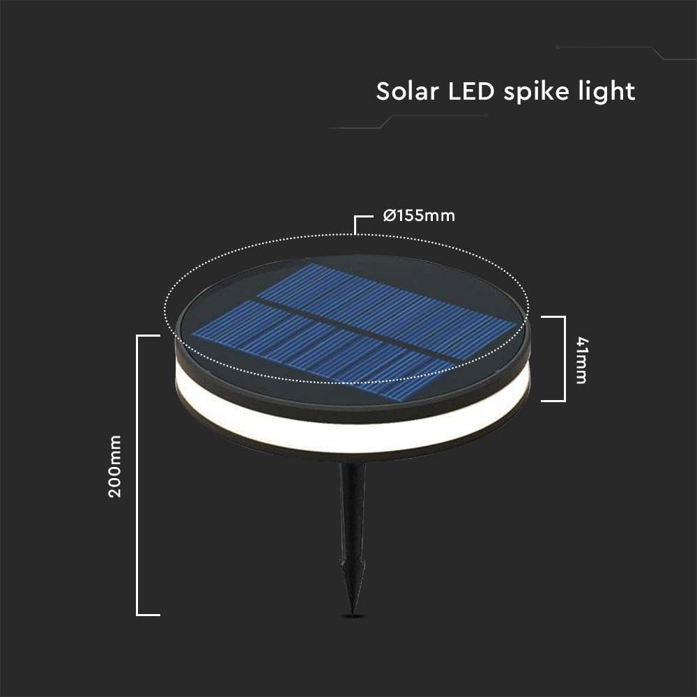 Piantana Solare LED da Giardino 2W con Picchetto Colore Nero e Nero 3000K