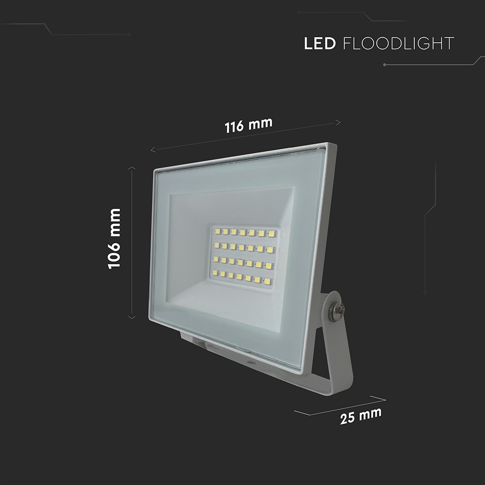 20W LED Floodlight 6500K White Body