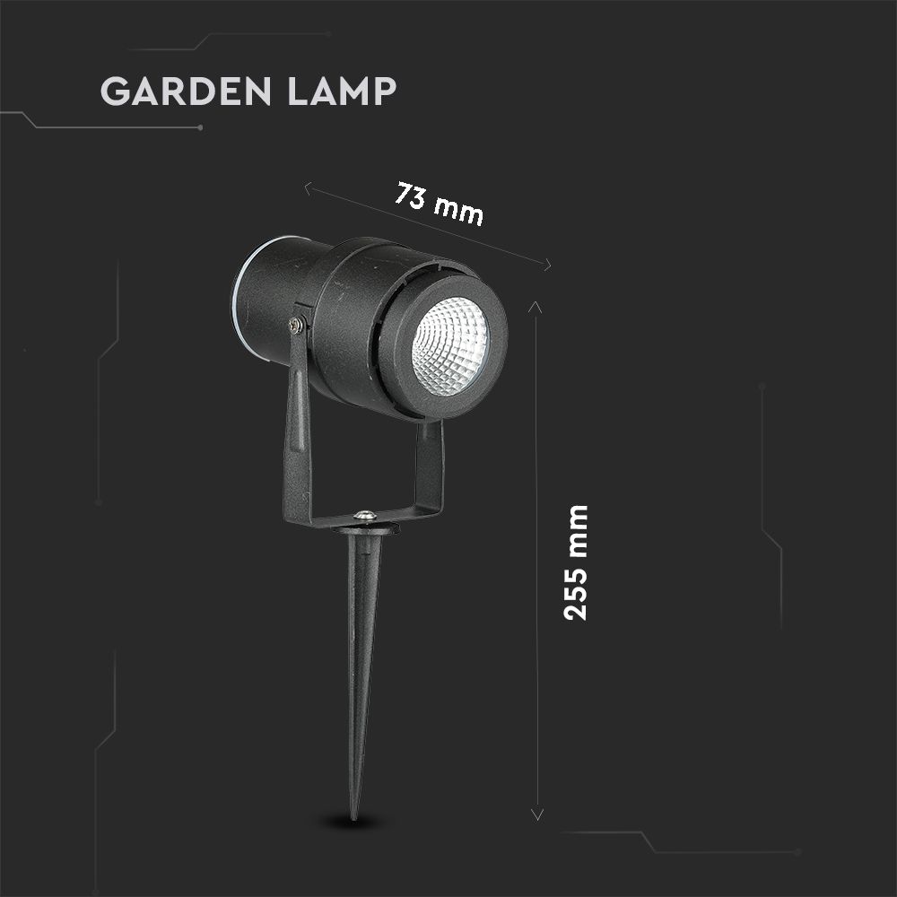 12W LED Garden Spike Lamp Black Body 3000K
