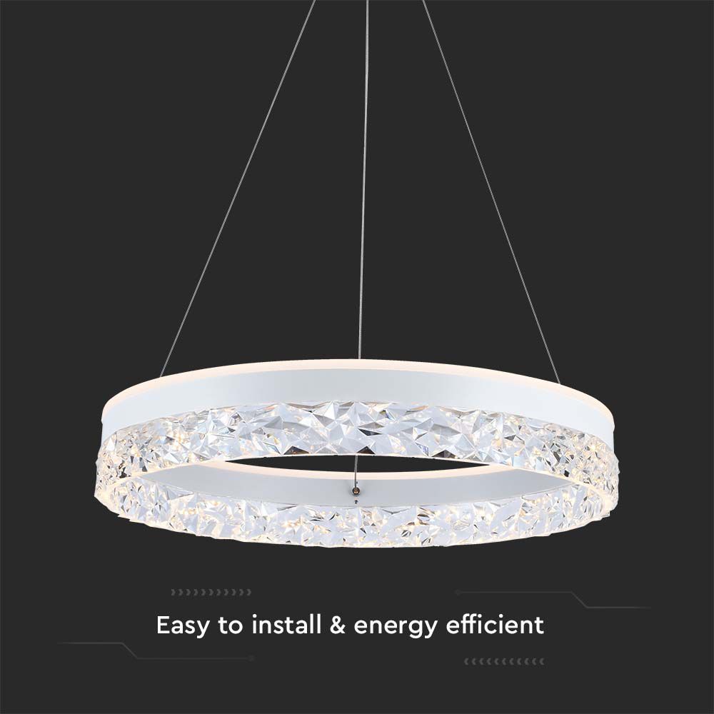 25W LED Designer Hanging Lamp Single Ring 3000K White Body