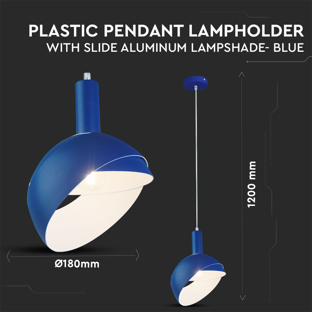 Pendente in alluminio + plastica E14 corpo Blu