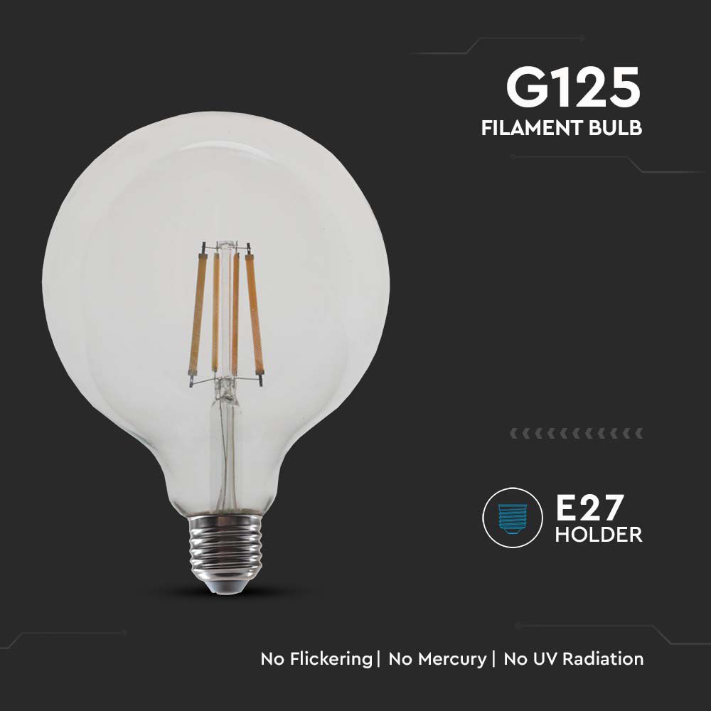LED - 12.5W Filament E27 G125 Clear Cover 4000K