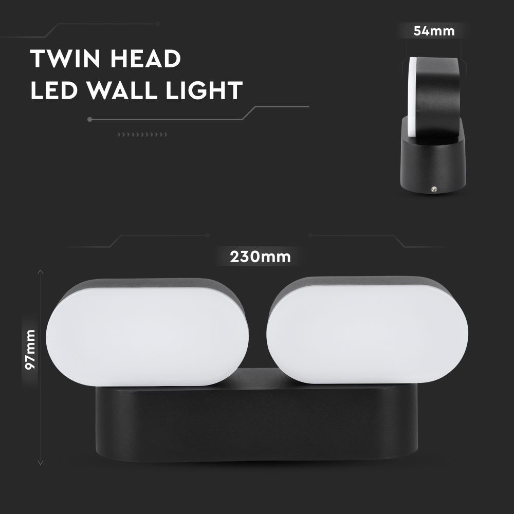 12W LED Wall Lamp Movable Corpo Nero 3000K