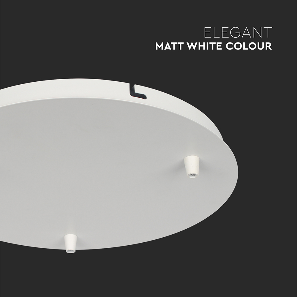 Rosone per Lampadario in Acciaio d:300*h:25mm con 3 Fori Colore Bianco Opaco img 1