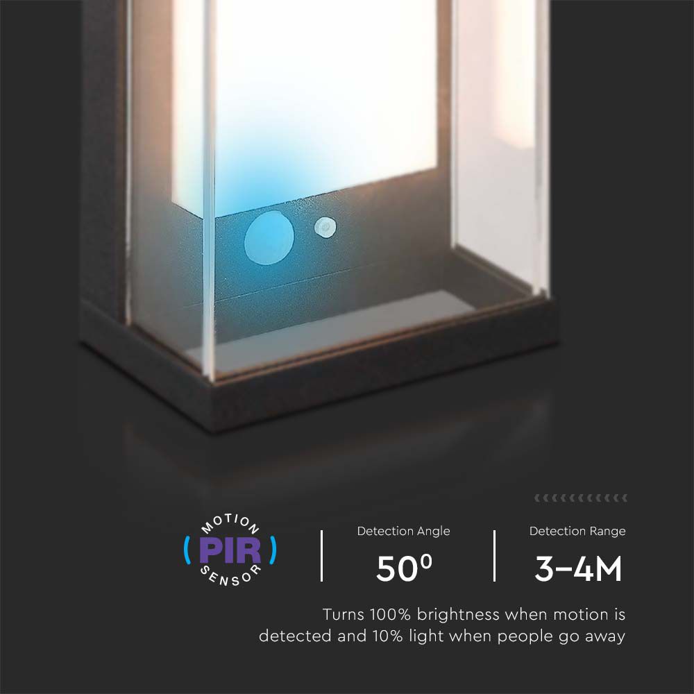  Lampada LED da Muro Rettangolare con Pannello Solare e Sensore PIR 1W Colore Nero 3000K  img 3