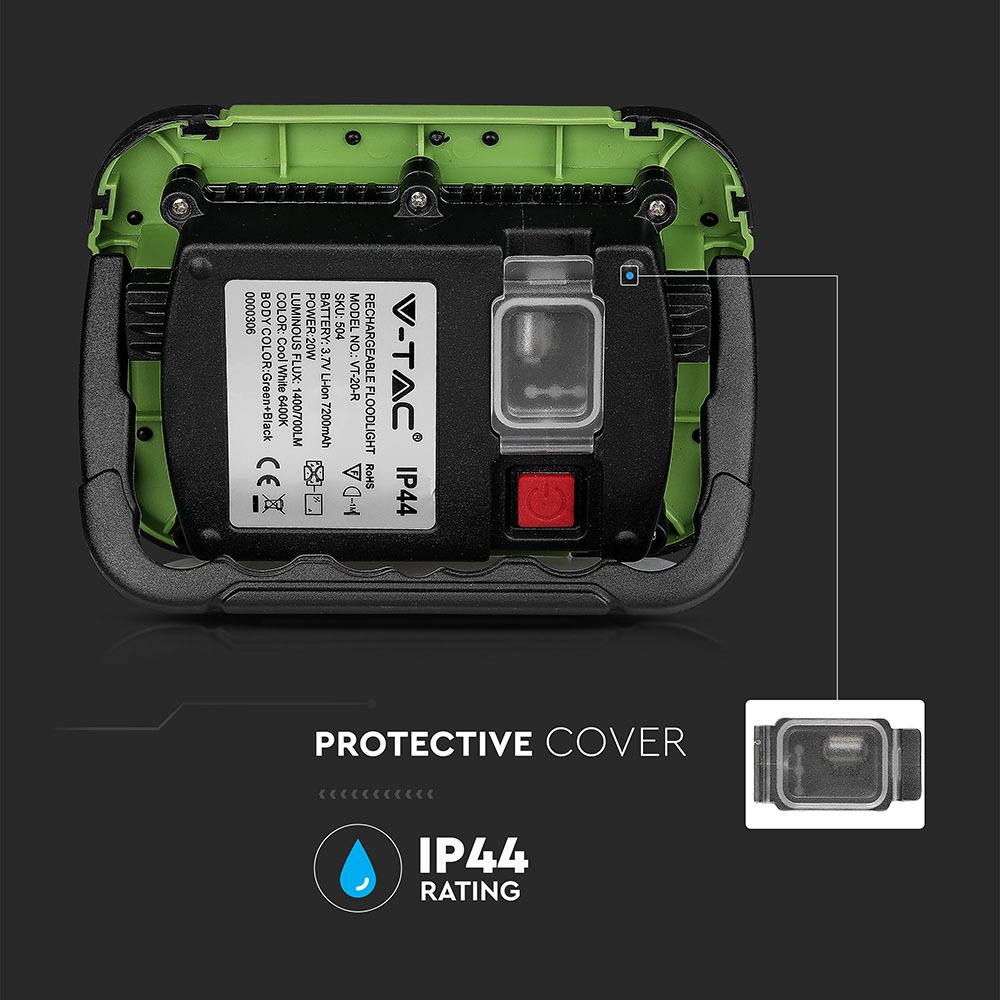 20W LED Proiettore Ricaricabile SAMSUNG Chip USB + SOS Funzione IP44 6400K img 2