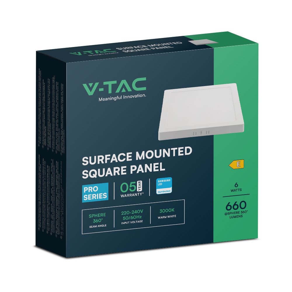 6W LED SAMSUNG CHIP Backlit Panel Surface Mounted Square 3000K