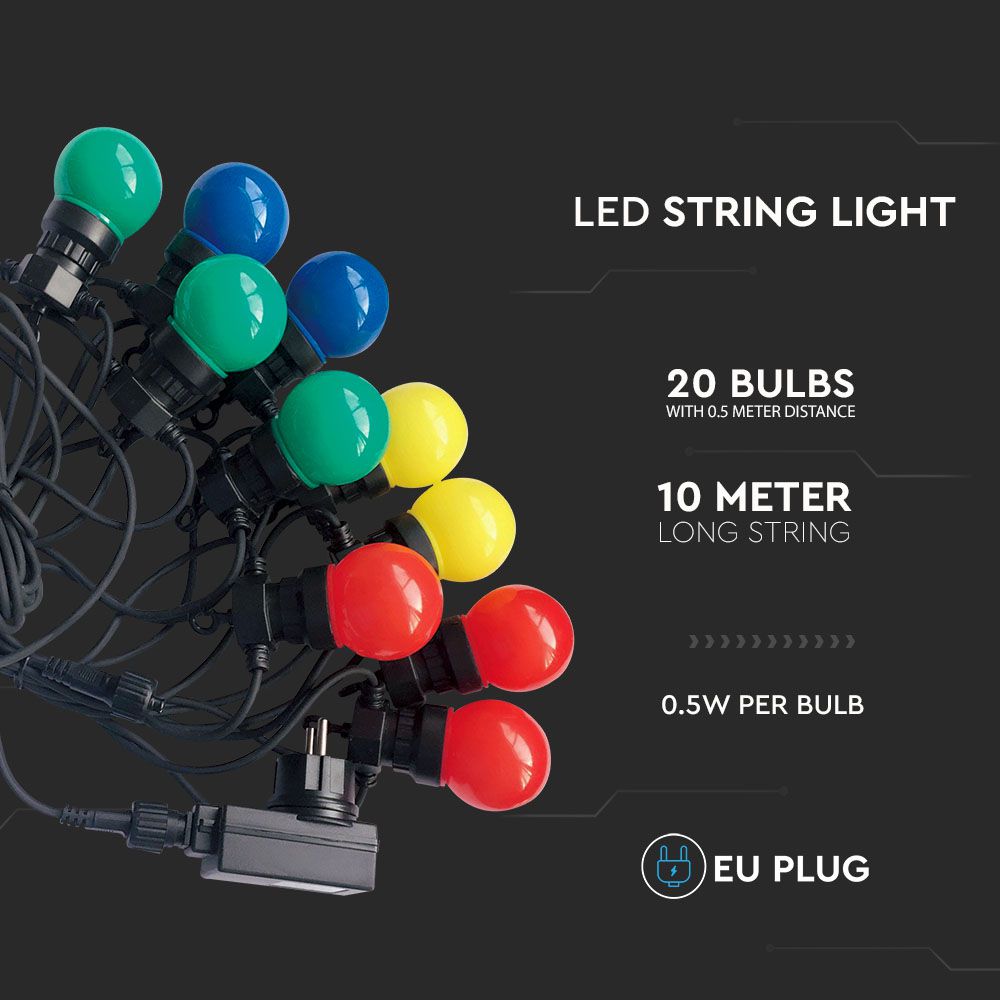LED String Light 10m. 20 x 0.5W EU Lampadine RGBY