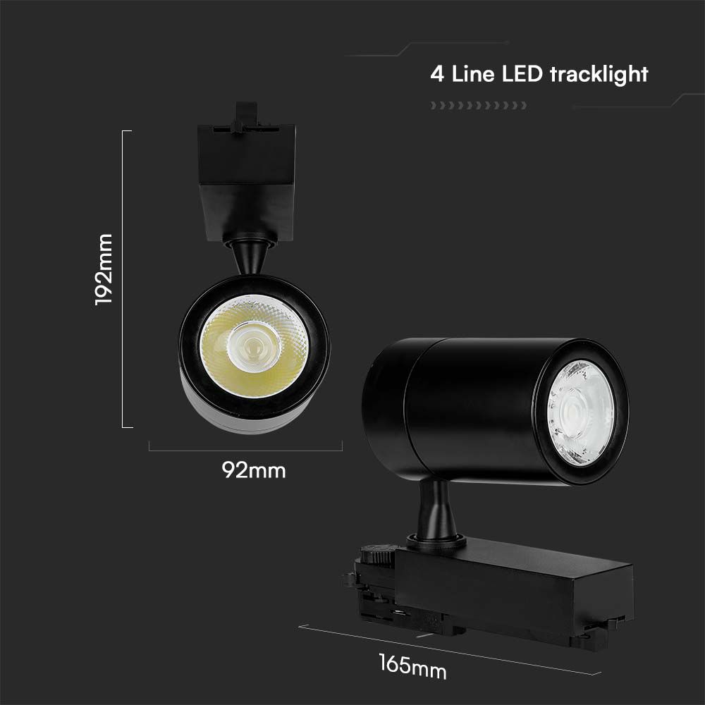 35W LED Track Light Black Body 6000K