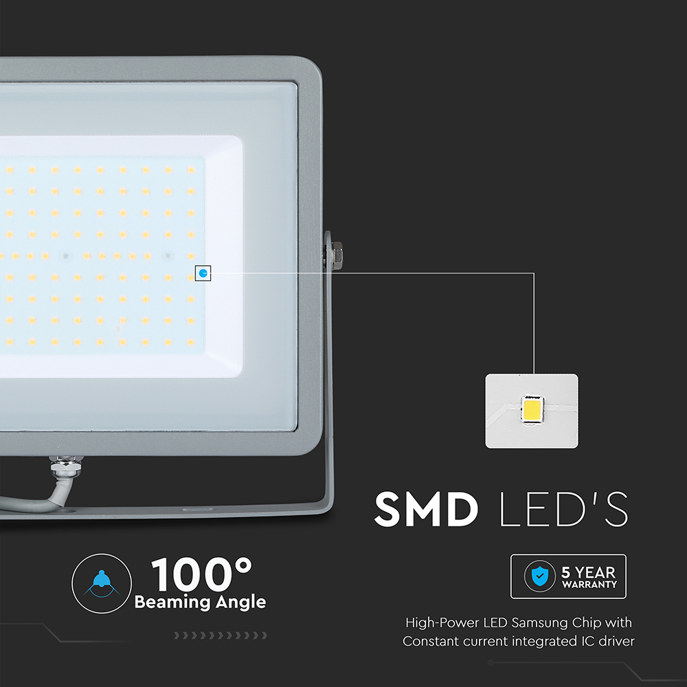 100W LED Proiettore SMD SAMSUNG Chip Corpo Grigio 4000K