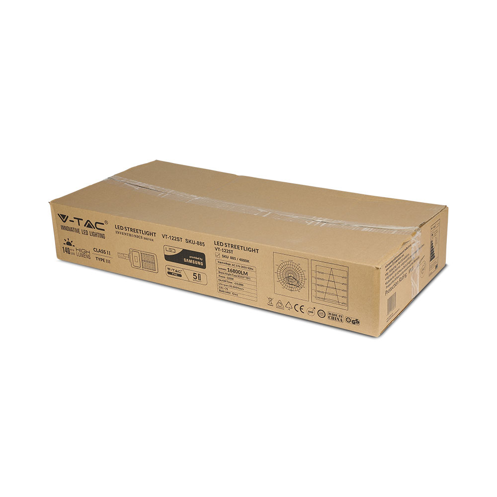 LED armatura stradale SAMSUNG Chip 120W 6400K Classe II Aluminium Dimmable 140LM/W