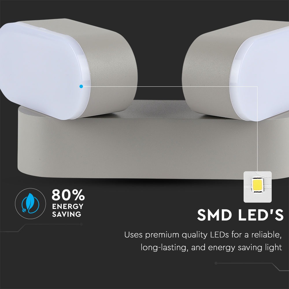 12W LED Wall Lamp Movable Corpo Grigio 3000K