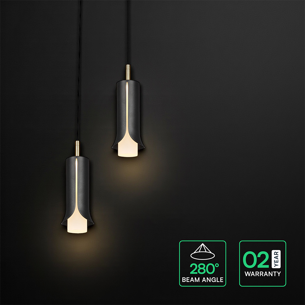 2X5W LED Decorative Hanging Lamp (D150*H30mm) 3000K Sandy Black img 2