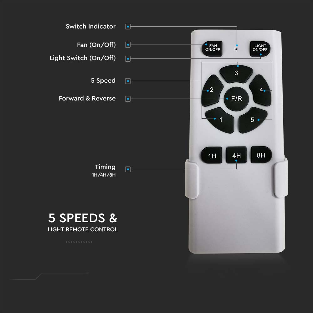 2 x E27 LED Kit luce ventilatore a soffitto RF Kontrol 4 pale motore 60W DC img 3