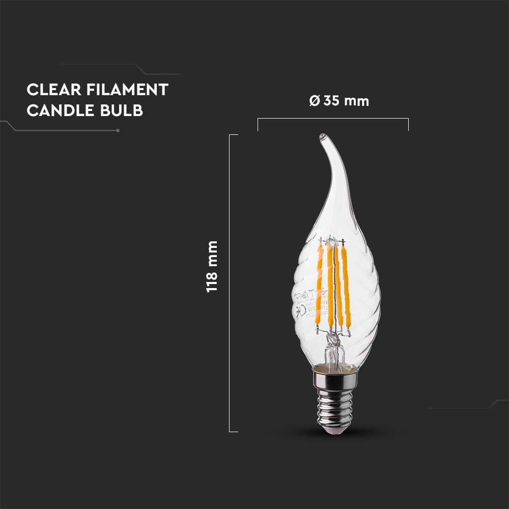 4W Filament E14 Twist Candle Tail 4000K