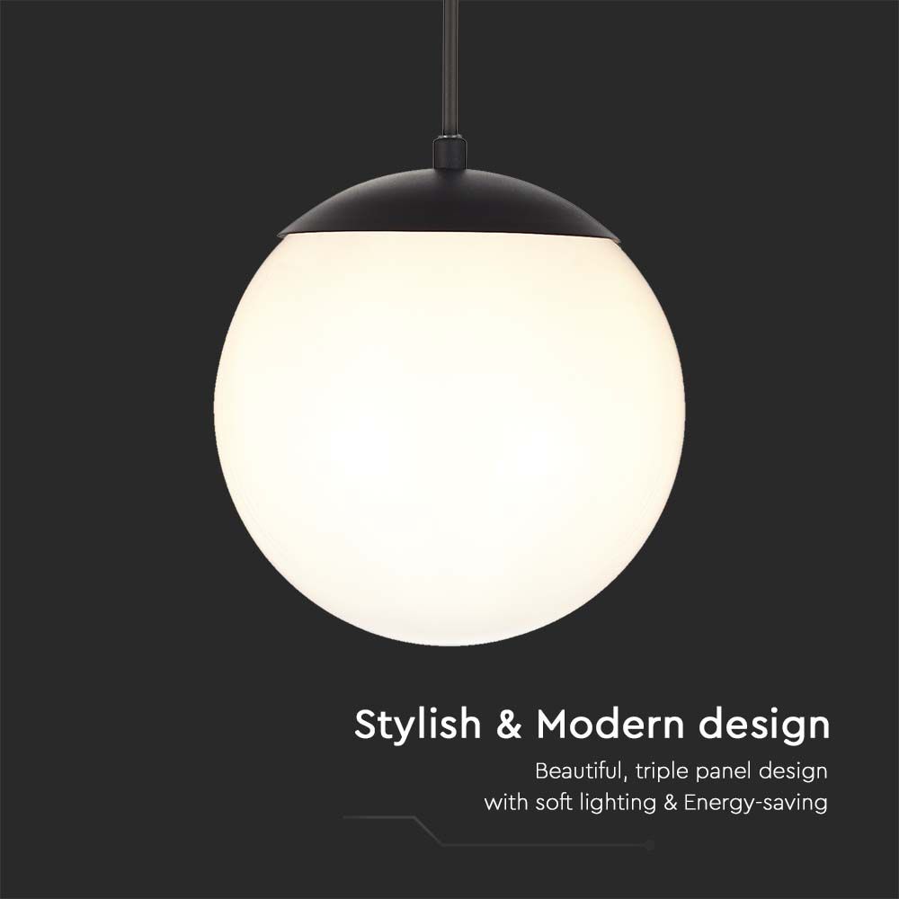 Ceiling Hanging Lamp Matt Nera Opal Plastica Palla img 1