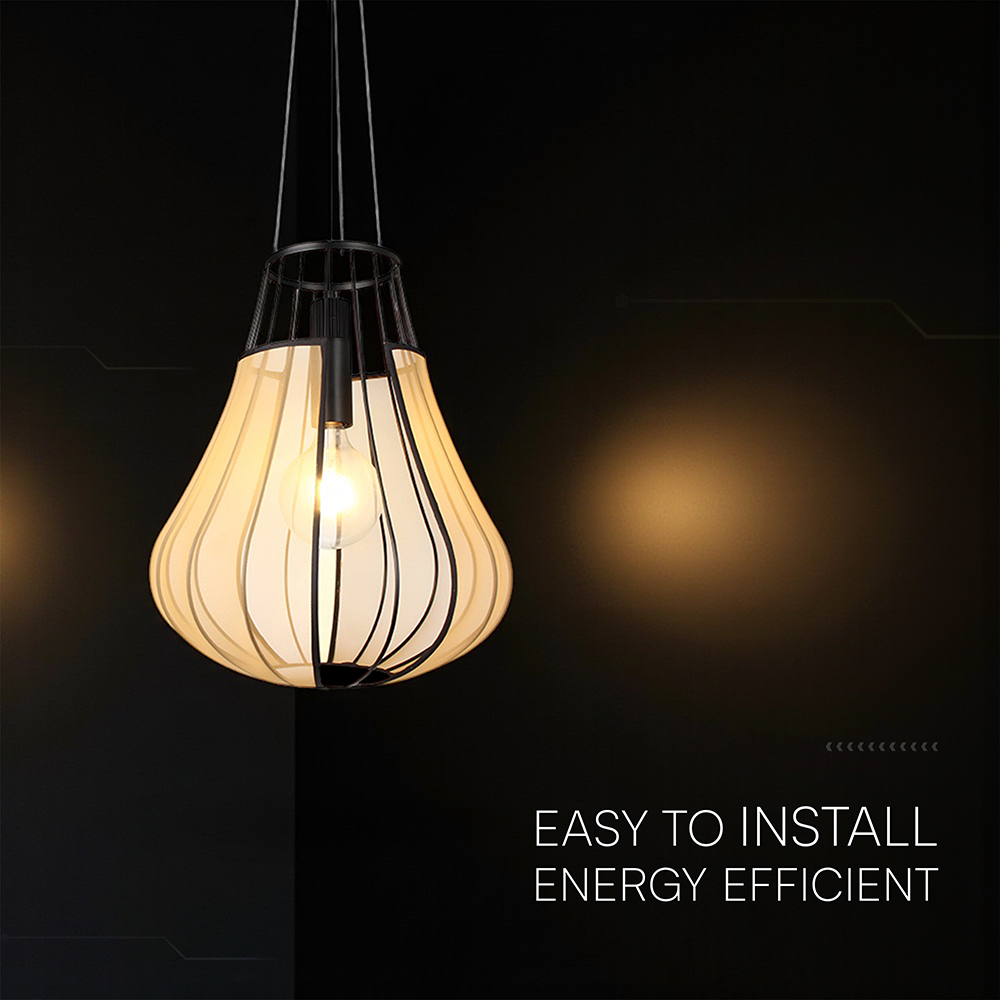 E27 Decorative Hanging Pendant (D420*H500mm) Matt Black Body+Beige