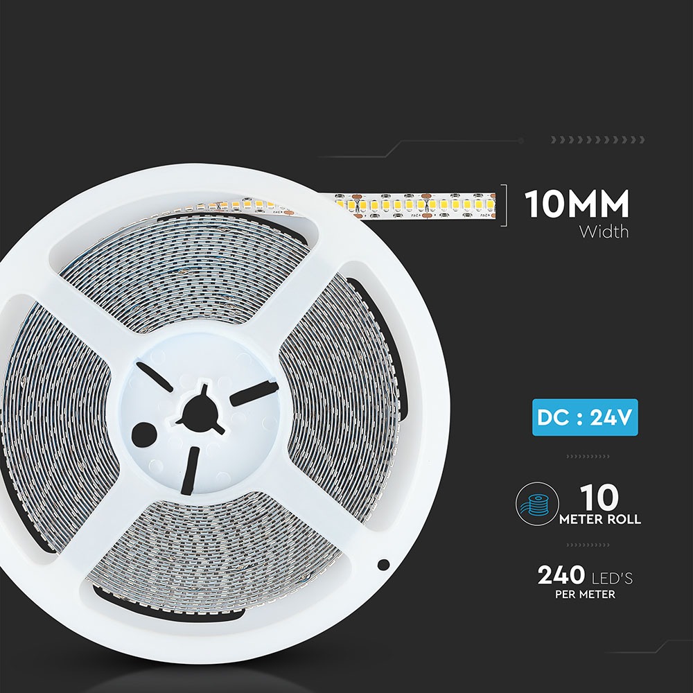 LED Striscia 10 Metri SAMSUNG 2835 240 LEDs 24V IP20 6000K CRI95+ img 3