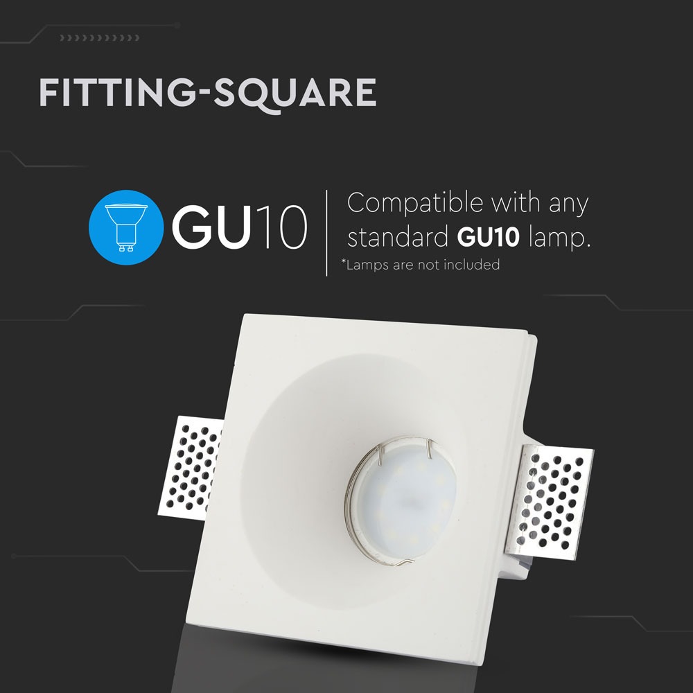 GU10 Fitting Squadrato Corpo Bianco
