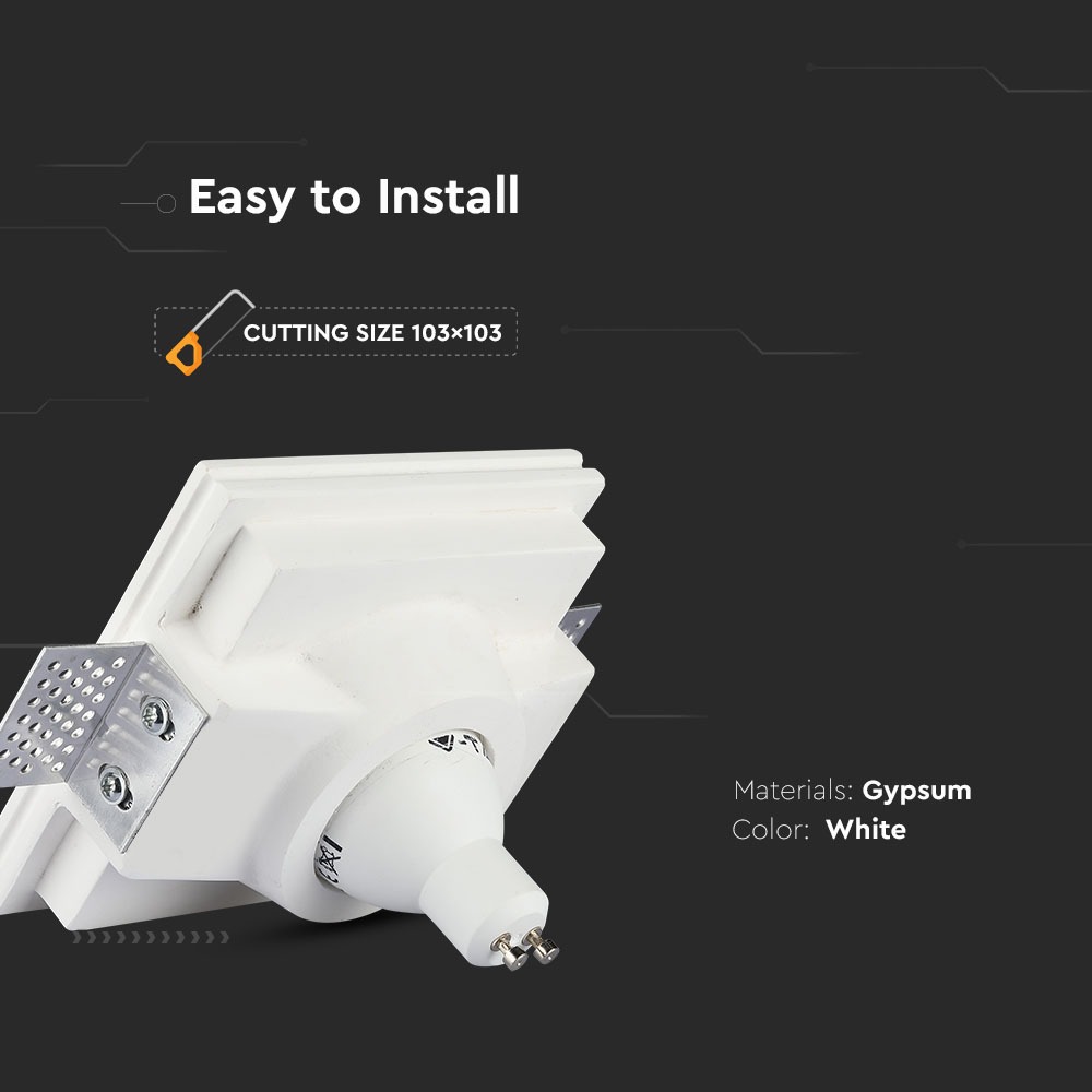 GU10 Fitting Squadrato Corpo Bianco img 1