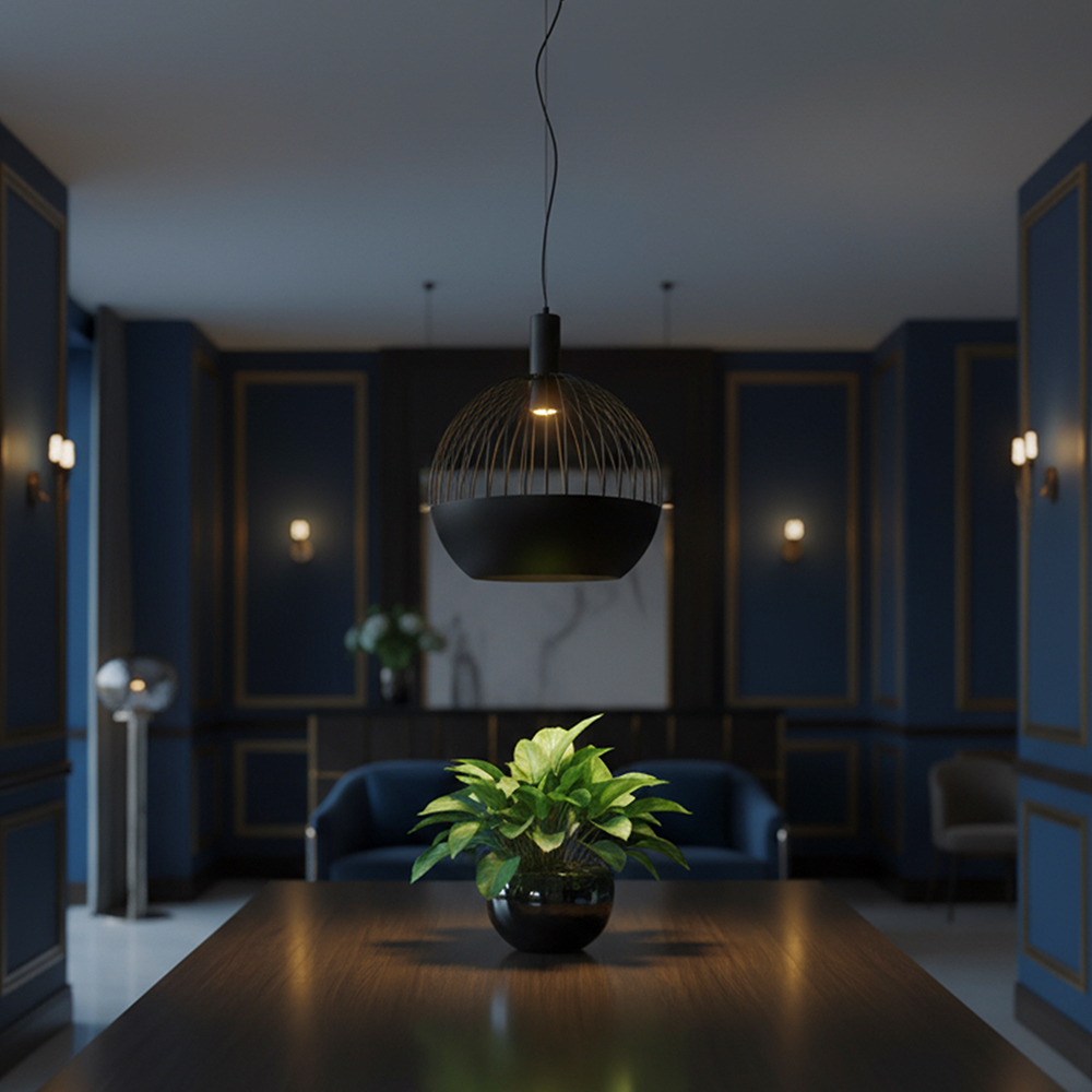 GU10 Decorative Hanging Pendant (D400*H350mm) Matt Black Body