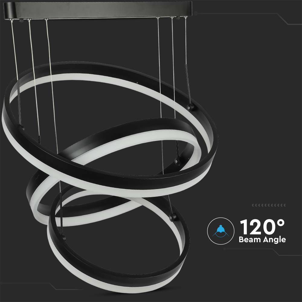 92W Soft Light Chandelier Dimmable Black 3000K img 2