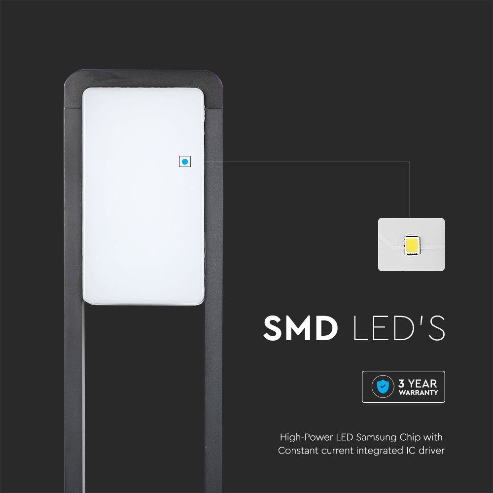 10W LED Bollard Lamp Samsung Chip Black Body IP65 6400K