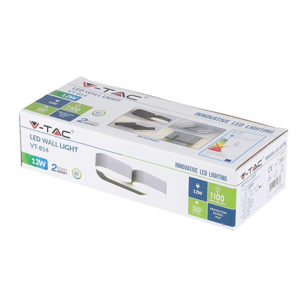 12W LED Wall Lamp Movable Corpo Grigio 3000K