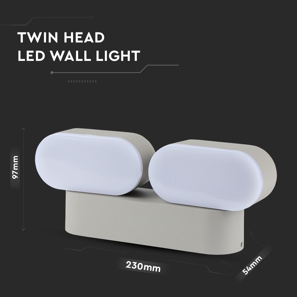 12W LED Wall Lamp Movable Corpo Grigio 3000K