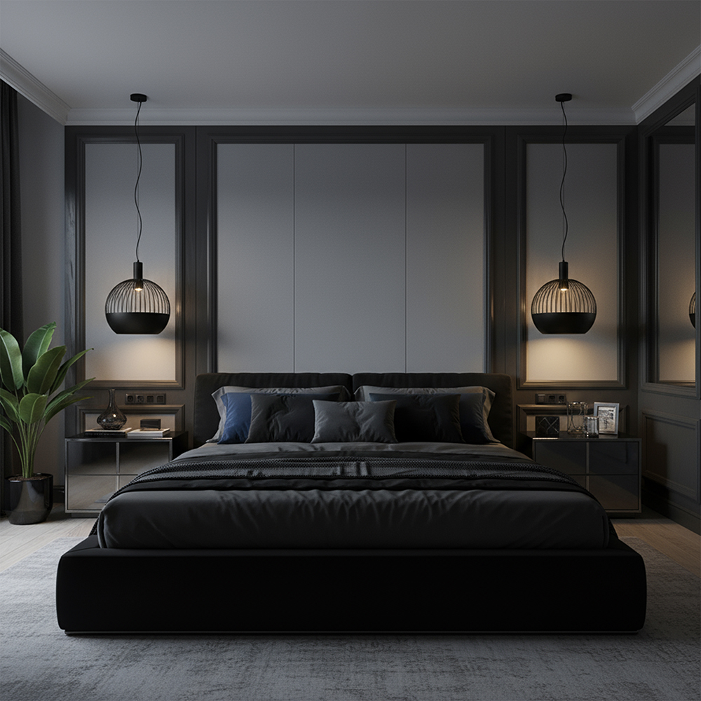 GU10 Decorative Hanging Pendant (D400*H350mm) Matt Black Body img 1