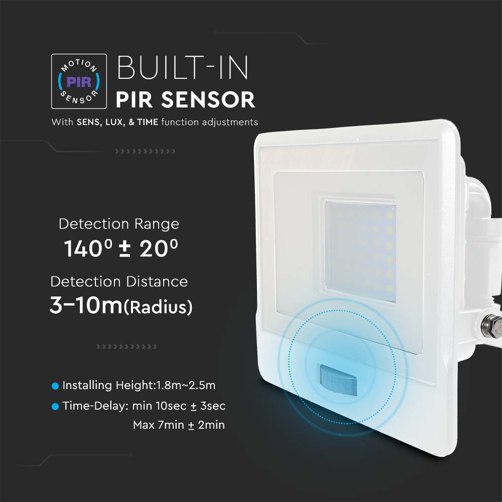 30W LED PIR Sensor Floodlight SAMSUNG CHIP White Body 4000K img 1