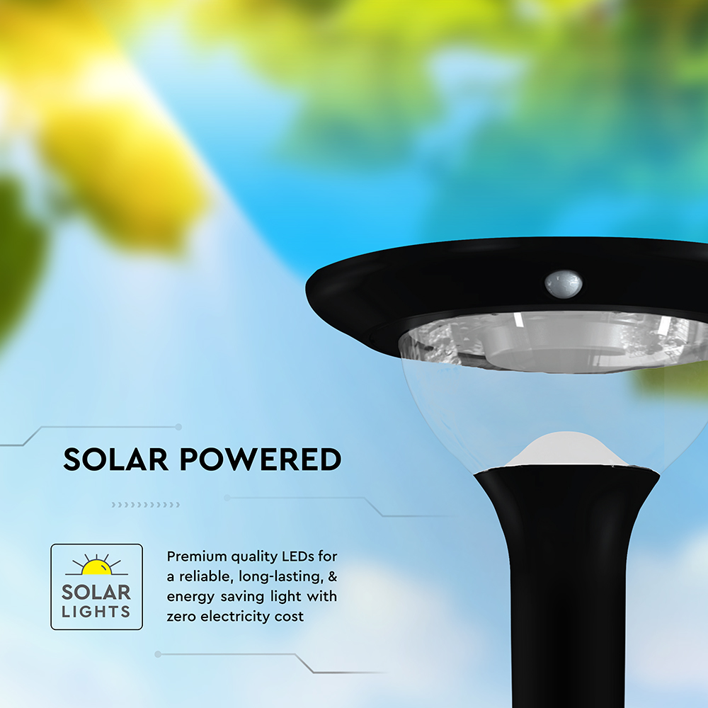 15W LED Solar Garden Light Master Power 12000mAh 3.2V CCT 3IN1 Black Body img 5