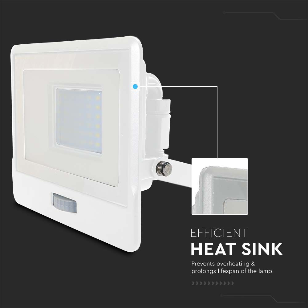 30W LED PIR Sensor Floodlight SAMSUNG CHIP White Body 4000K img 4