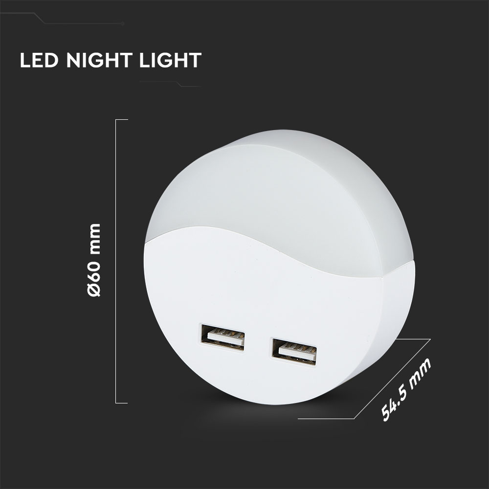 LED Segnapasso Notturno USB Rotondo 3000K