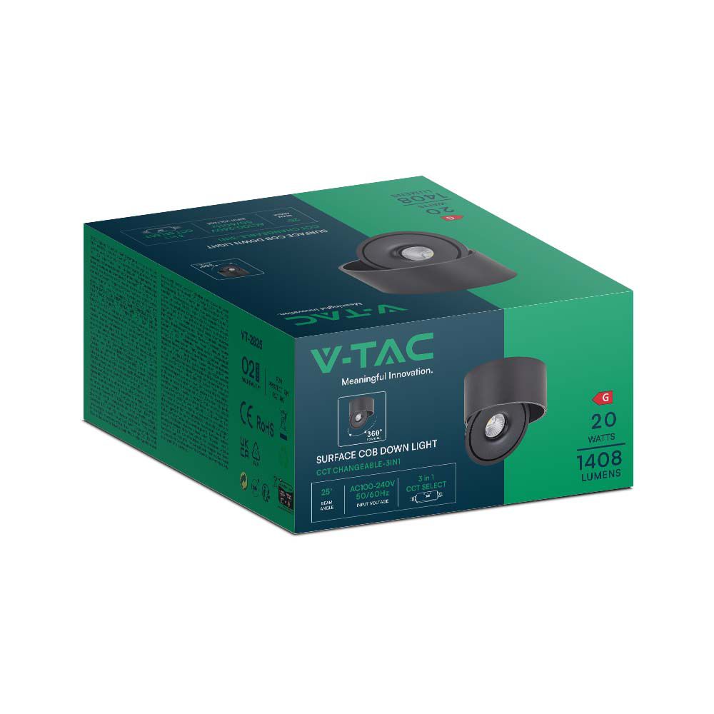 20W LED Surface COB Downlight 3IN1 Black Body