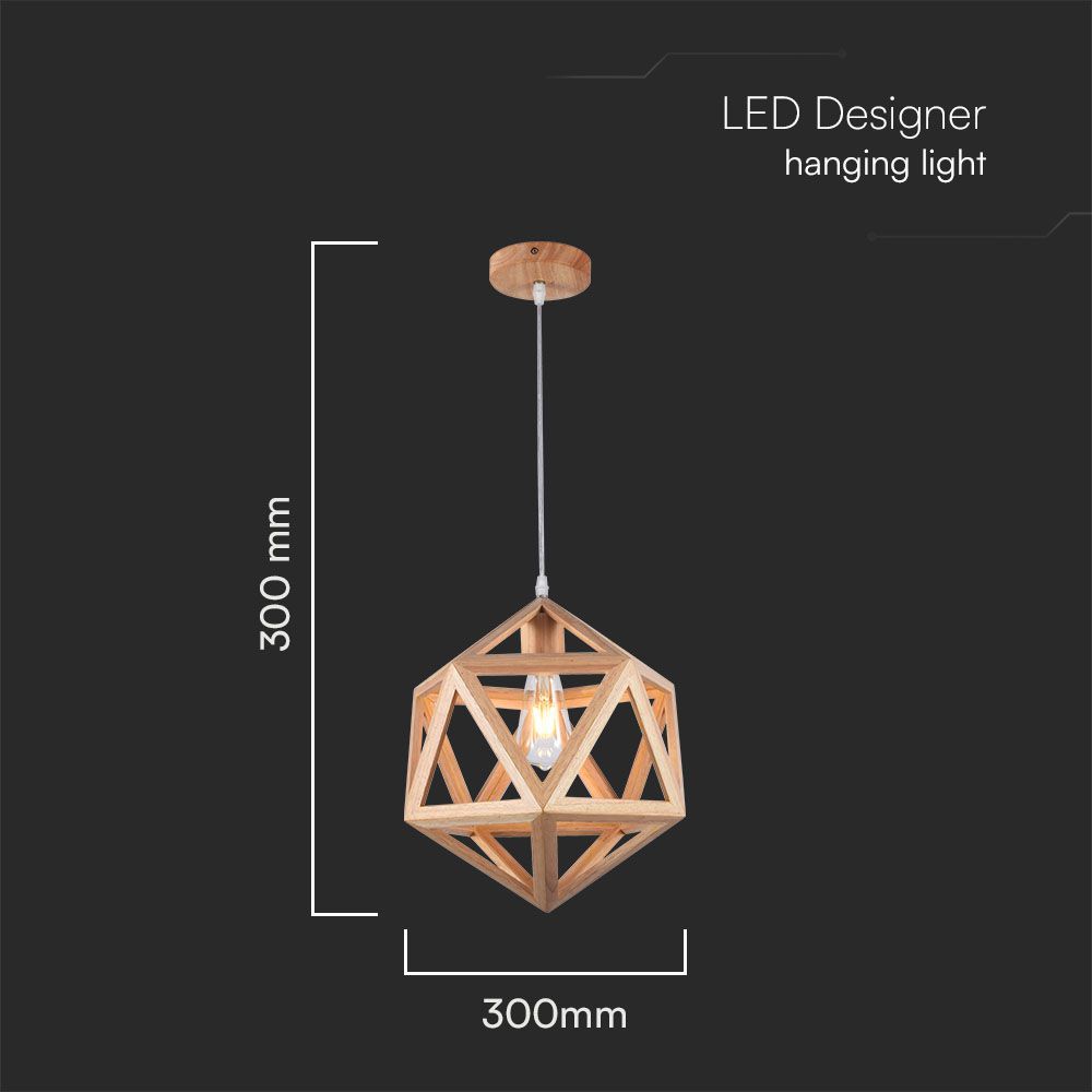 LED Designer Pendant Lampholder Wood Color Body D300 E27