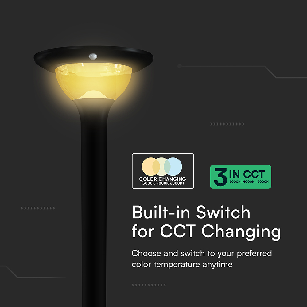 15W LED Solar Garden Light Master Power 12000mAh 3.2V CCT 3IN1 Black Body img 7