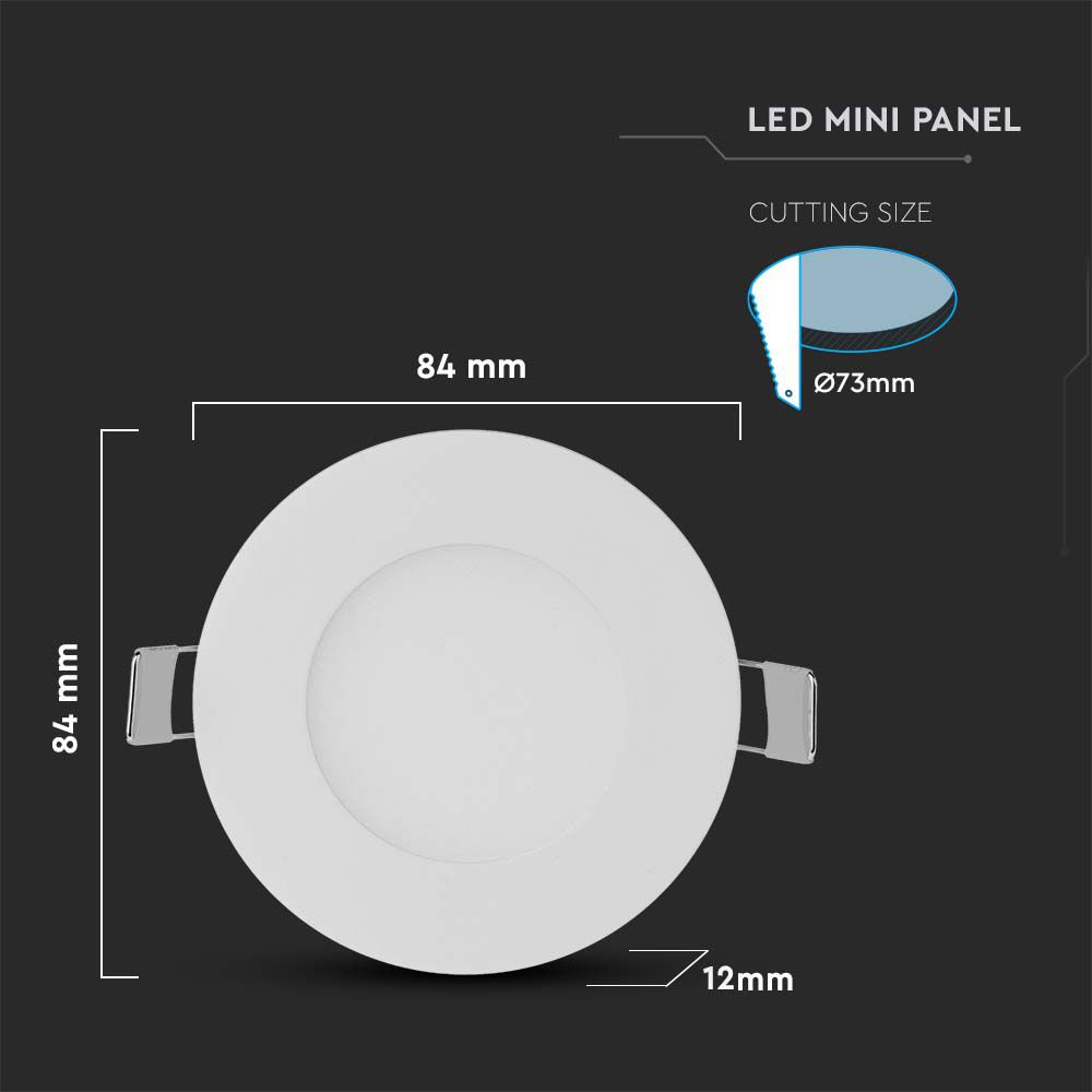 3W LED Premium Panel Downlight - Round 6000K