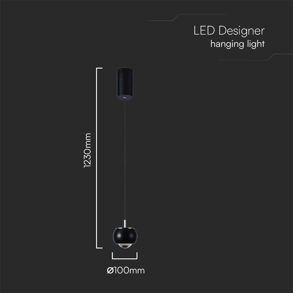 9W LED Designer Hanging Lamp (10*10*100CM) Black 3000K