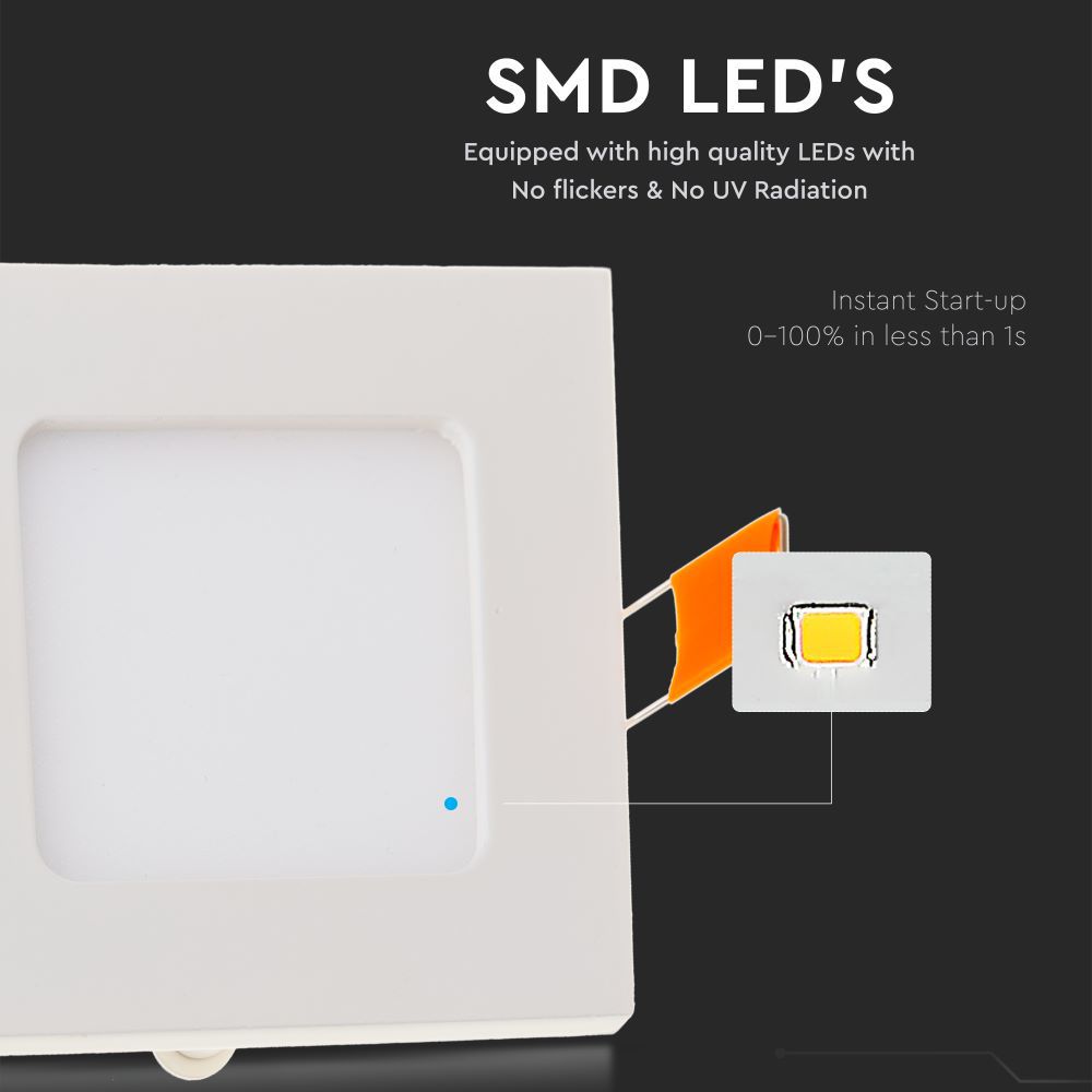 6W Pannello LED Premium Quadrato Bianco caldo